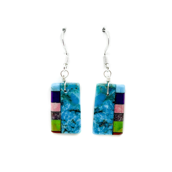 Vibrantly Colored Mosaic Dangle Earrings