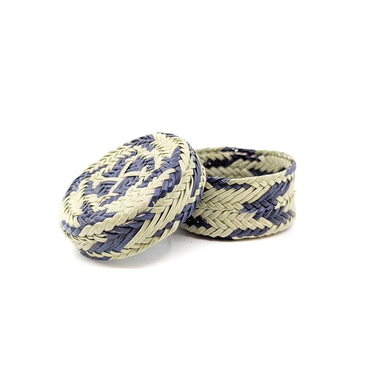 Teal and Buff Mini Pine Basket