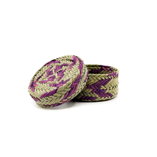 Mini Lidded Pine Basket in Pink