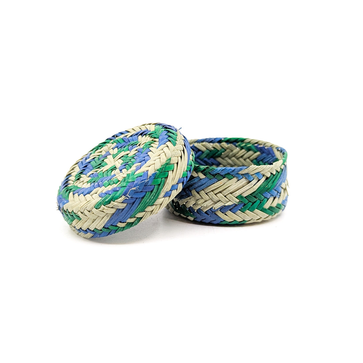 Bright Blue and Green Mini Lidded Basket