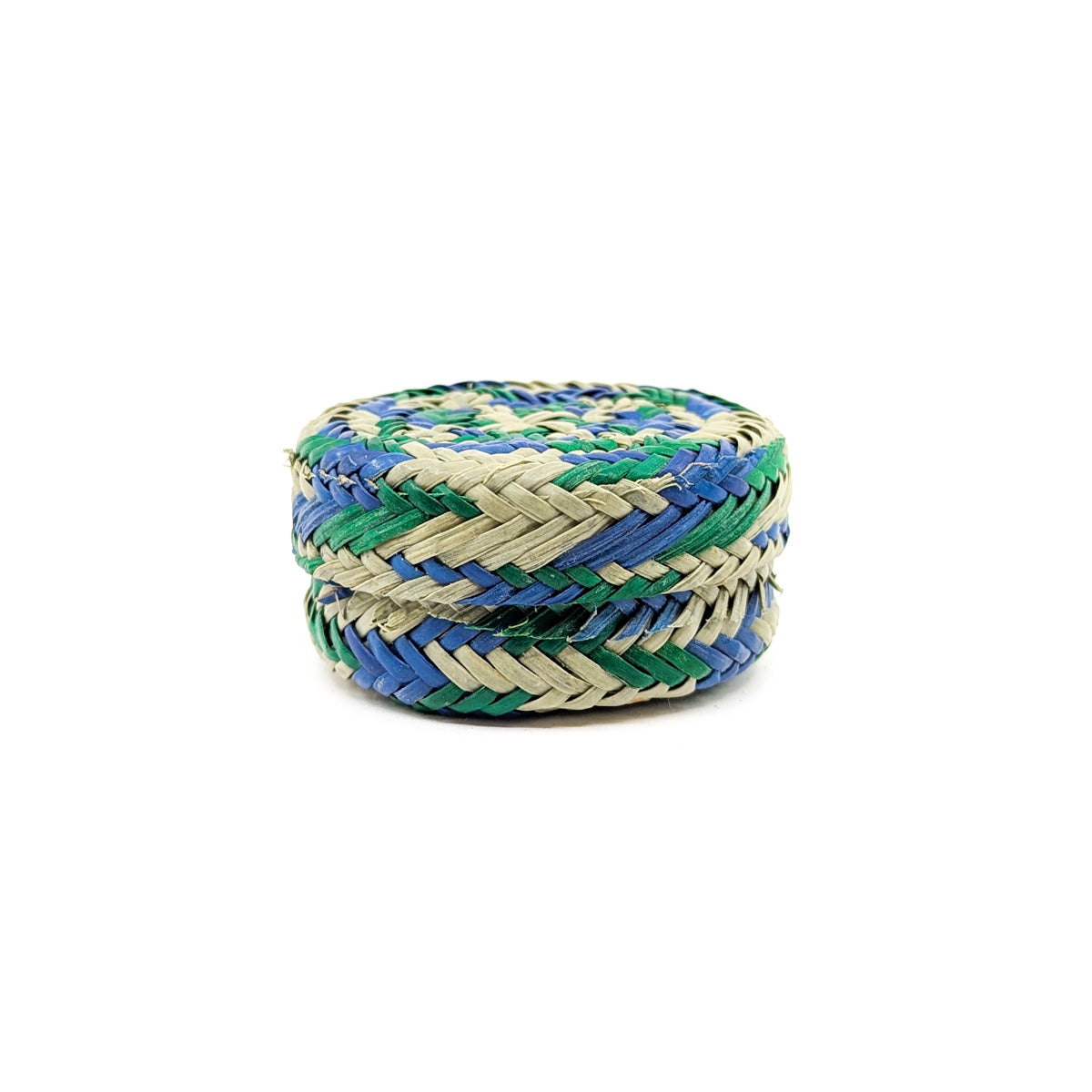 Bright Blue and Green Mini Lidded Basket