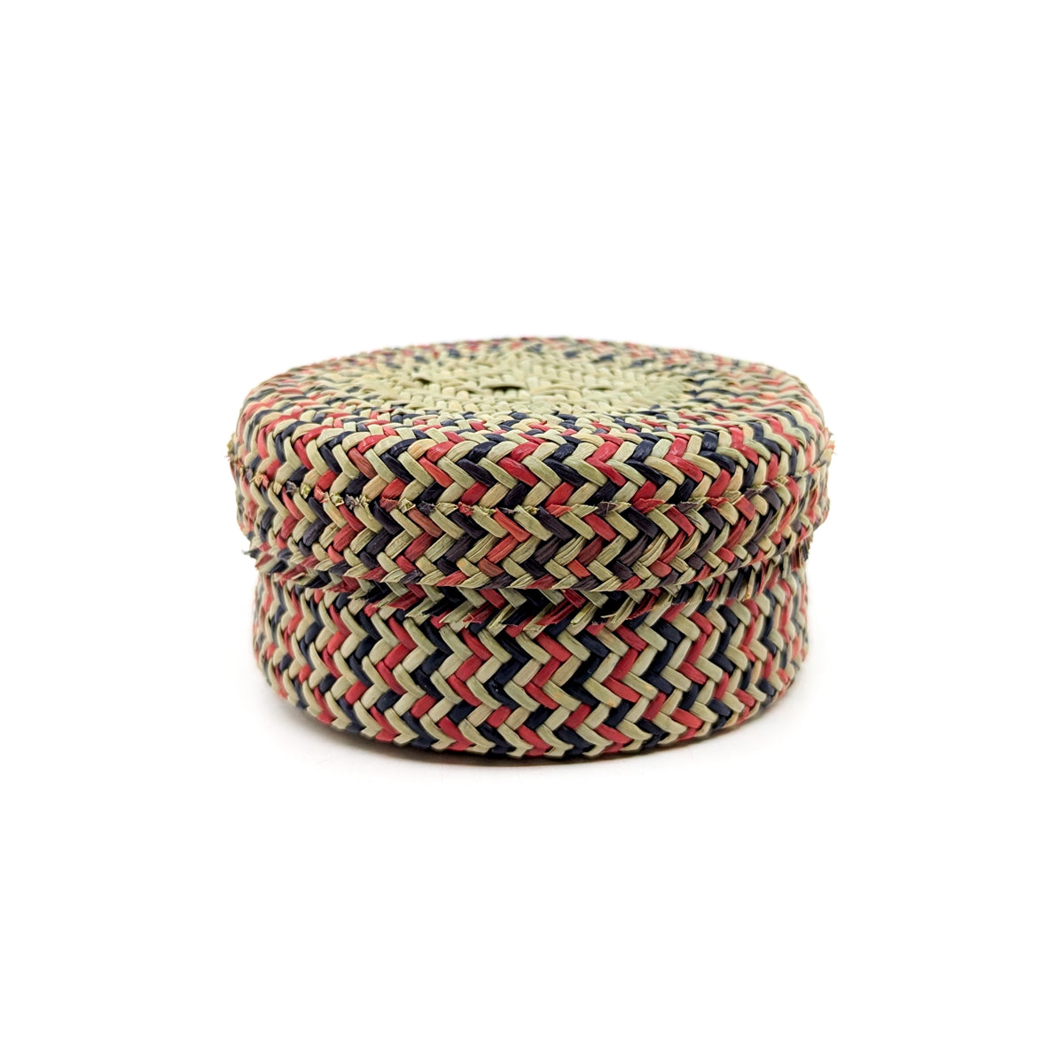 Navy and Red Intricate Weave Pine Basket