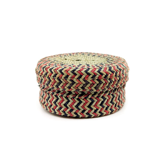 Navy and Red Intricate Weave Pine Basket