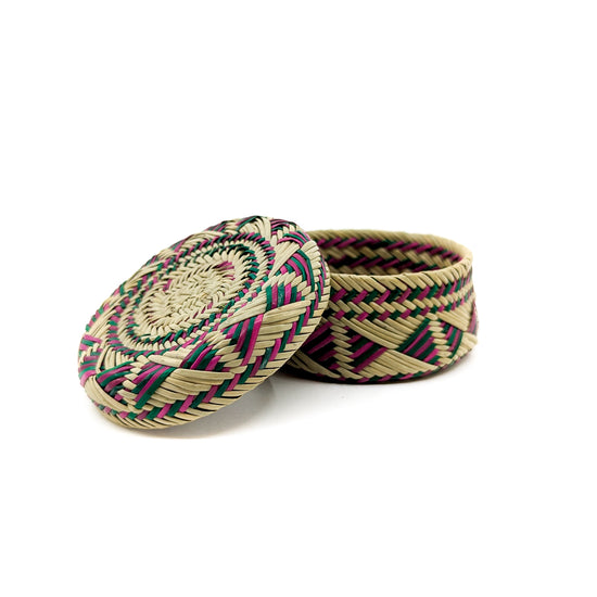 Pine Needle Basket with Purple and Black Accents