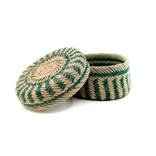 Green Striped Basket