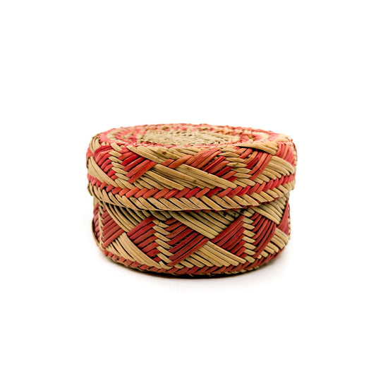Red Toned Medium Lidded Basket