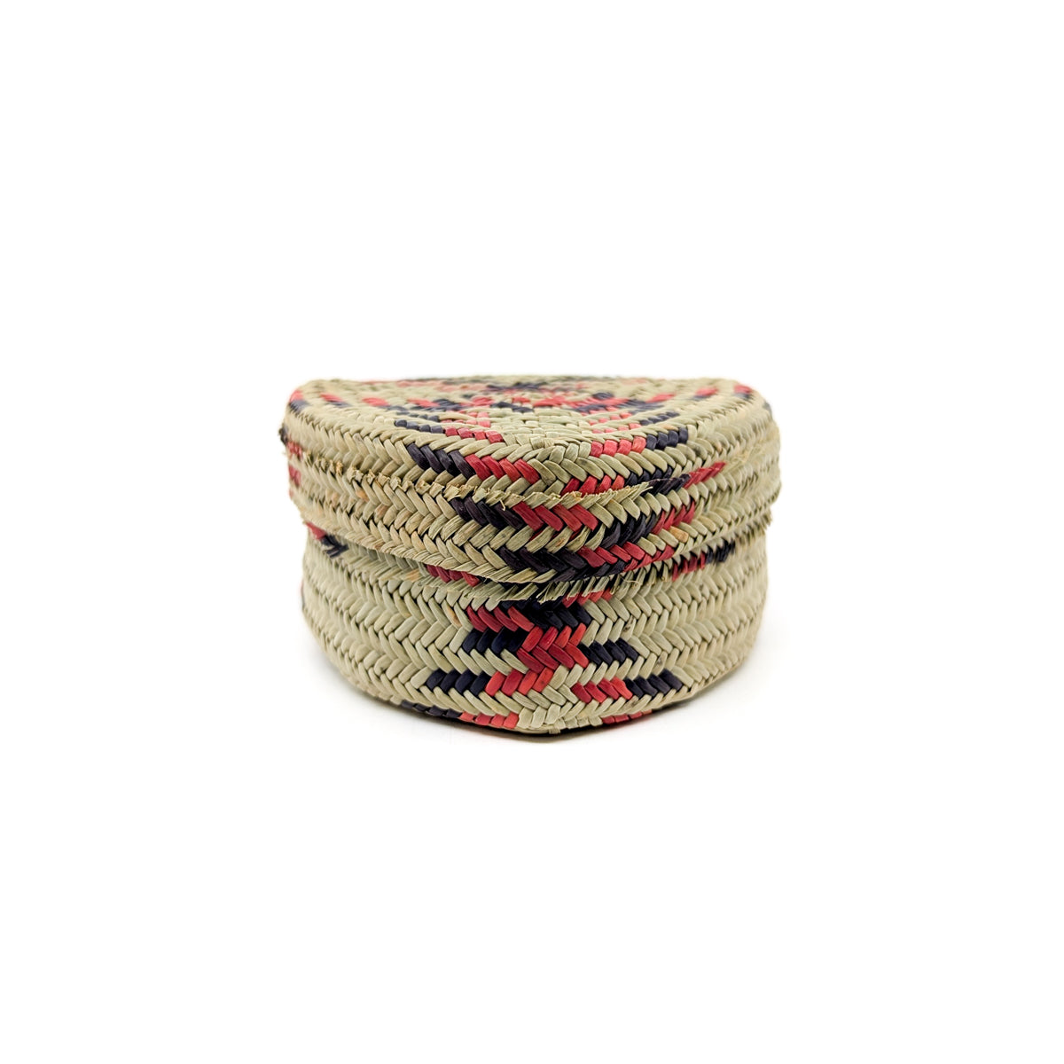 Triangle Lid Pine Basket with Red and Black Accent