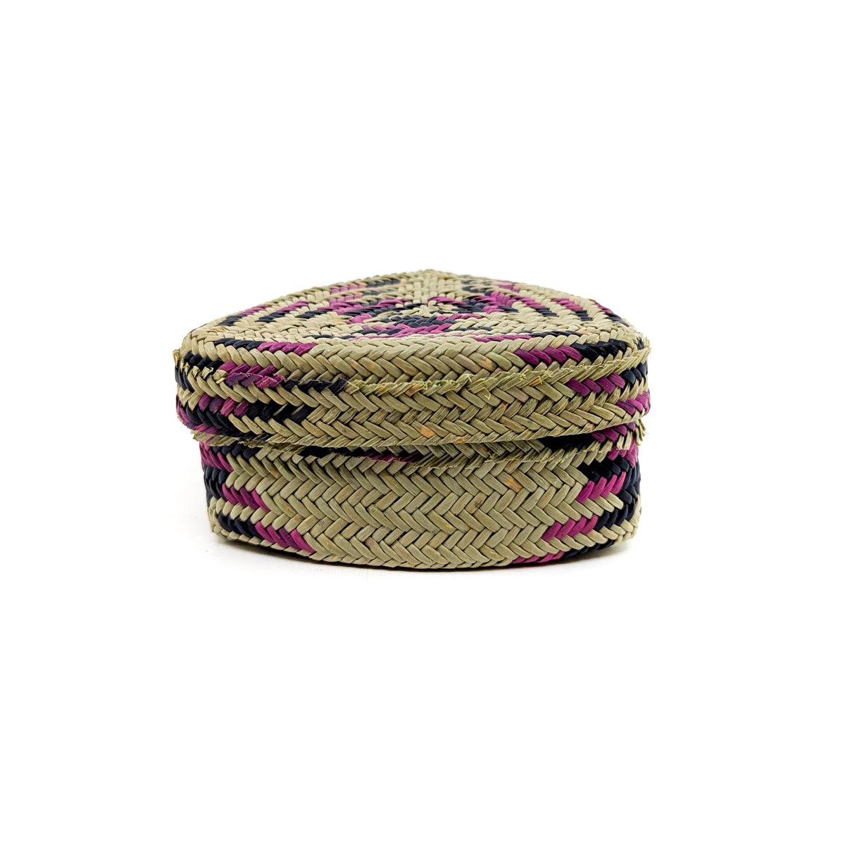 Triangle Lid Pine Basket with Pink Accents