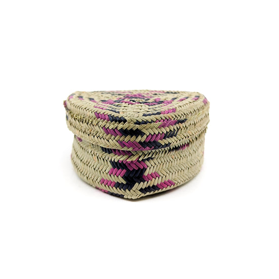 Triangle Lid Pine Basket with Pink Accents
