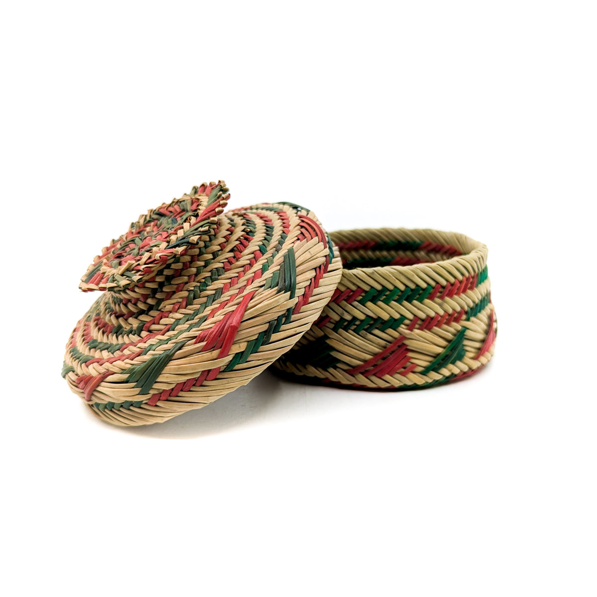 "Fancy Lid" Red and Green Basket