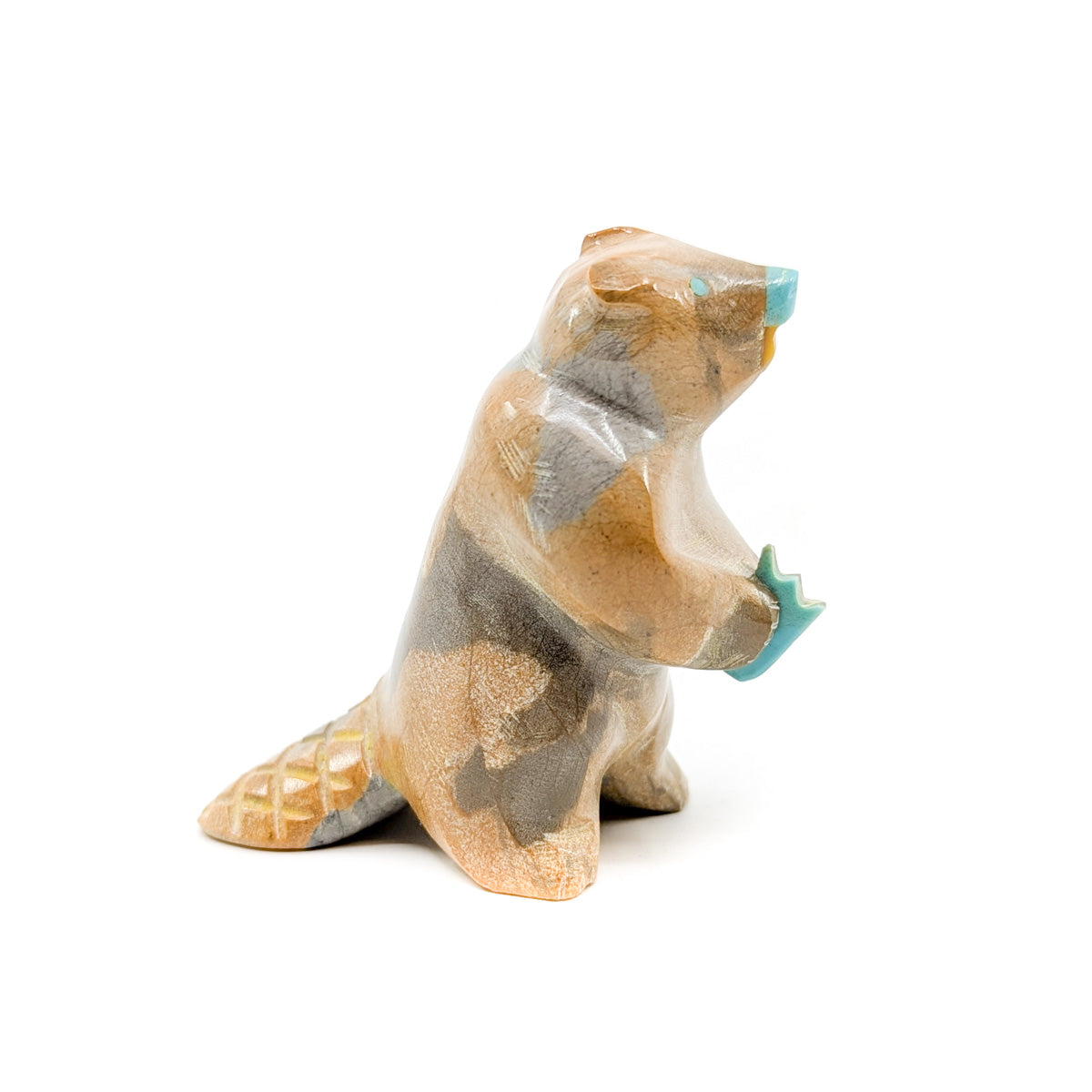 Beaver Carving with Turquoise Nose by Enrike Leekya