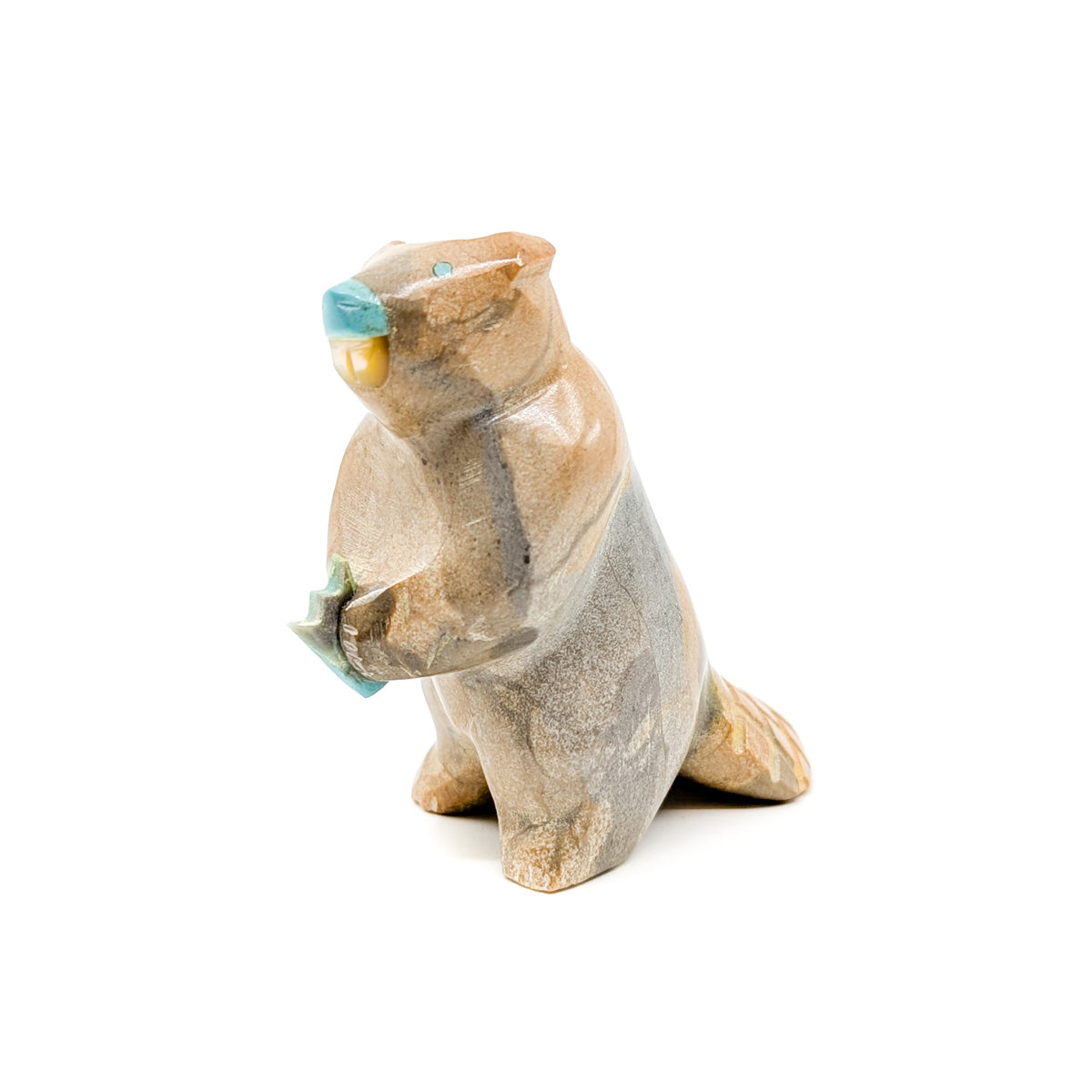 Beaver Carving with Turquoise Nose by Enrike Leekya