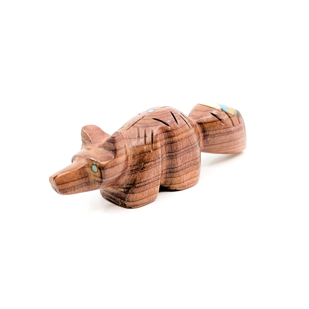 Cedarwood Fox with Shell and Turquoise Inlay – Native-Seeds-Search