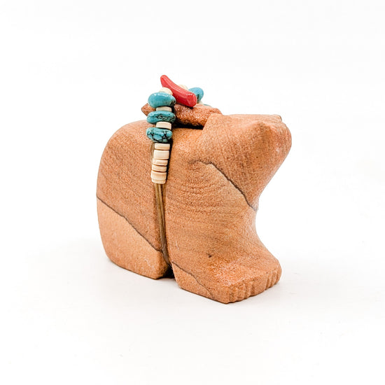 Sandstone bear with Beaded Bundle