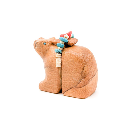 Sandstone bear with Beaded Bundle