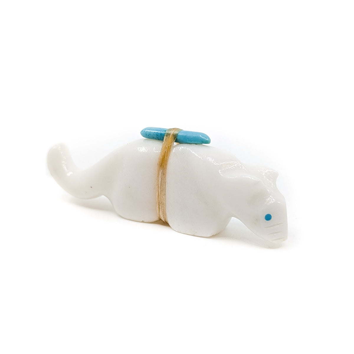 White Marble Mountain Lion with Turquoise Medicine Bundle