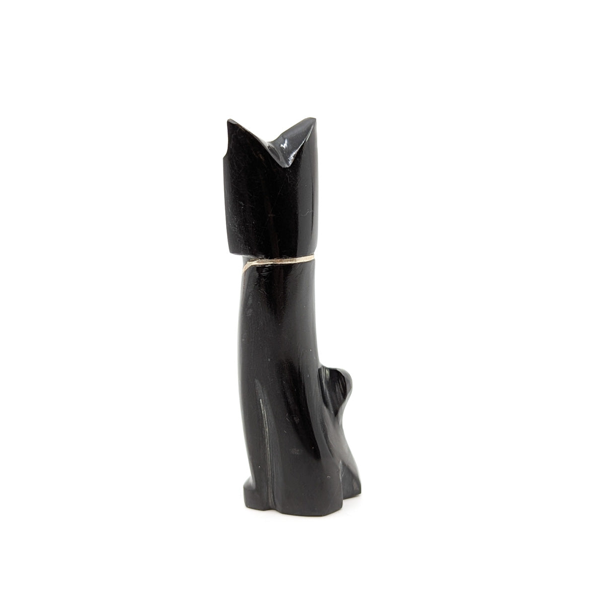 Black Marble Cat with Silver Inlay