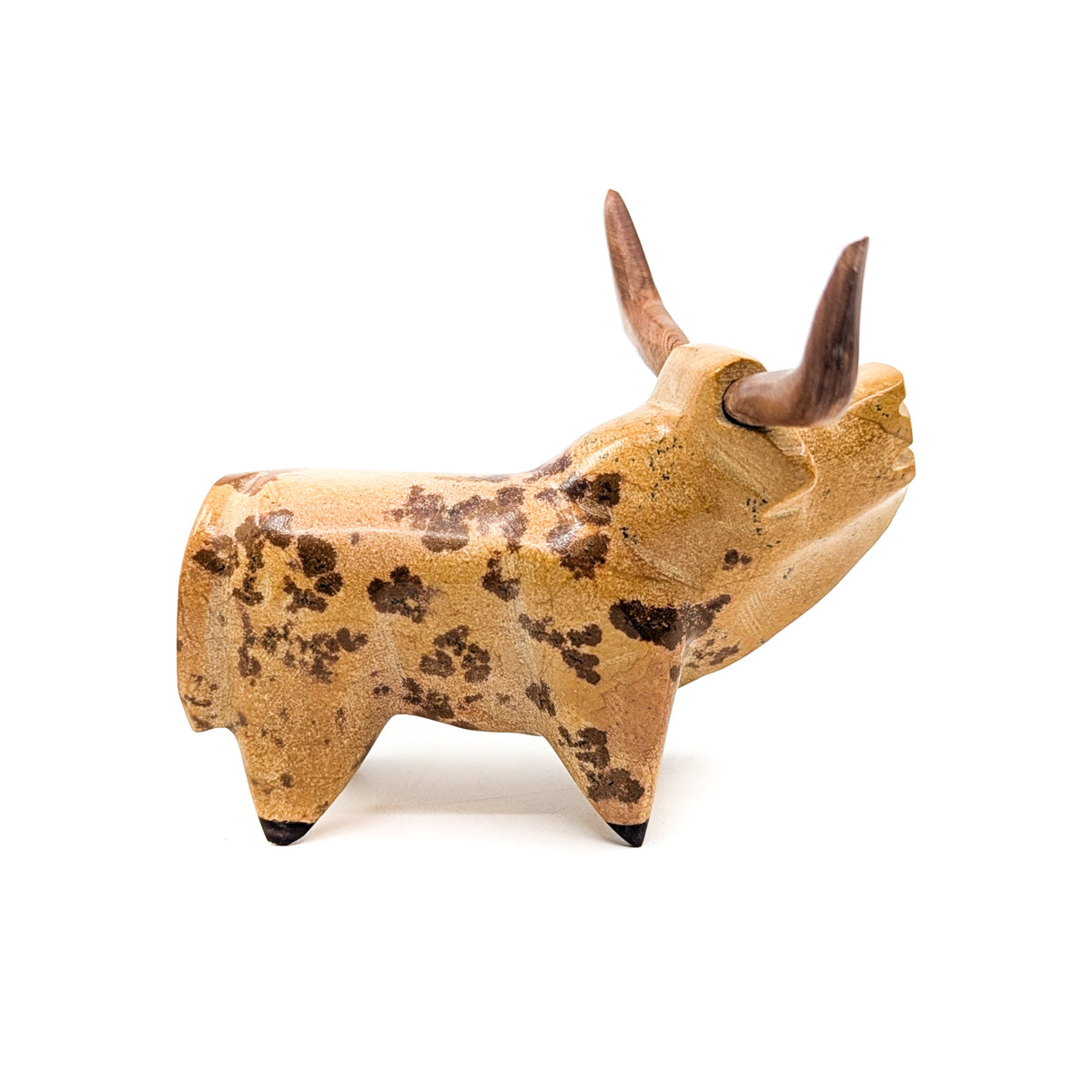 Travertine Bull with Turquoise Eyes