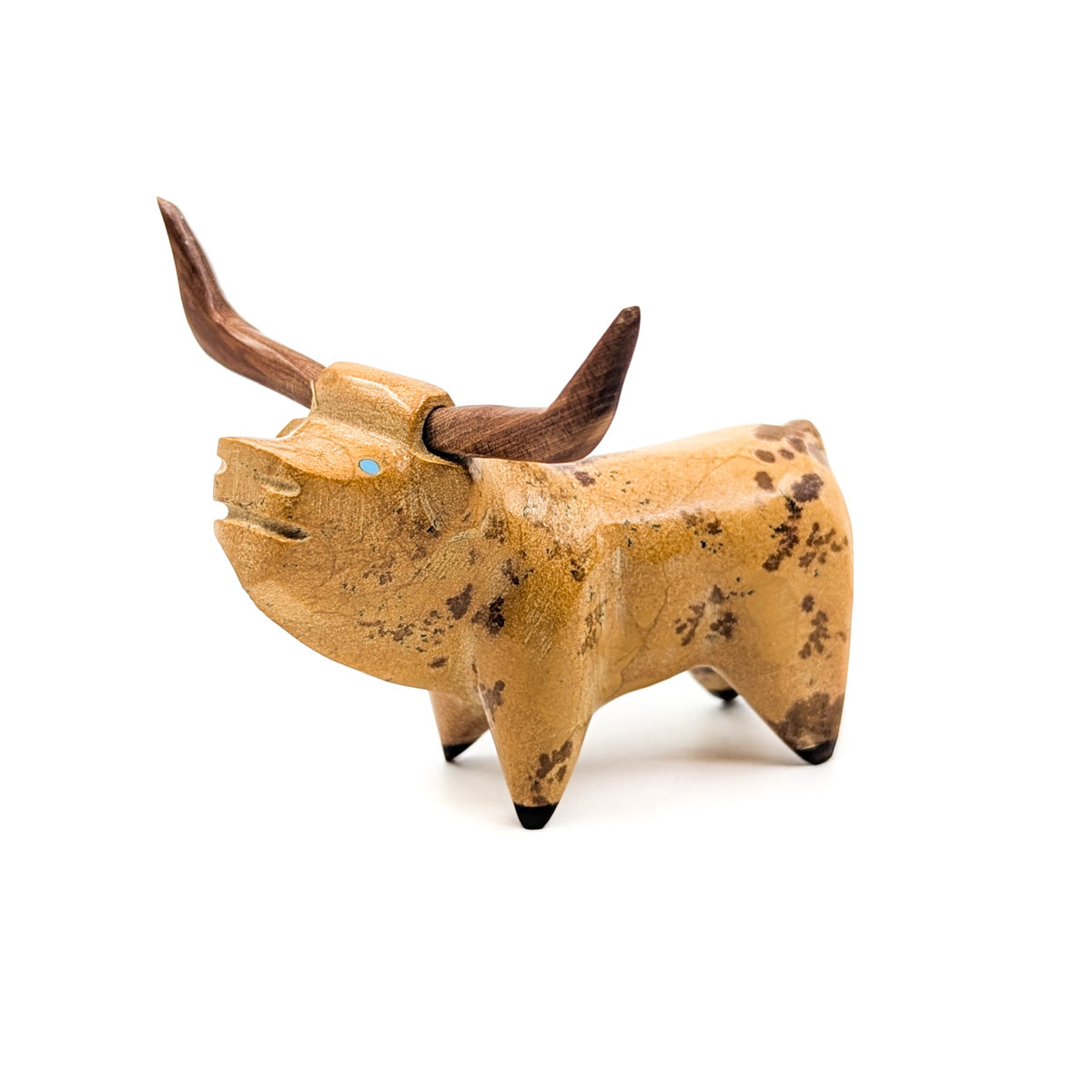 Travertine Bull with Turquoise Eyes