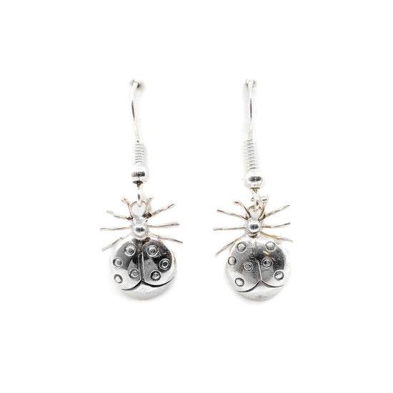 Silver Ladybug Earrings