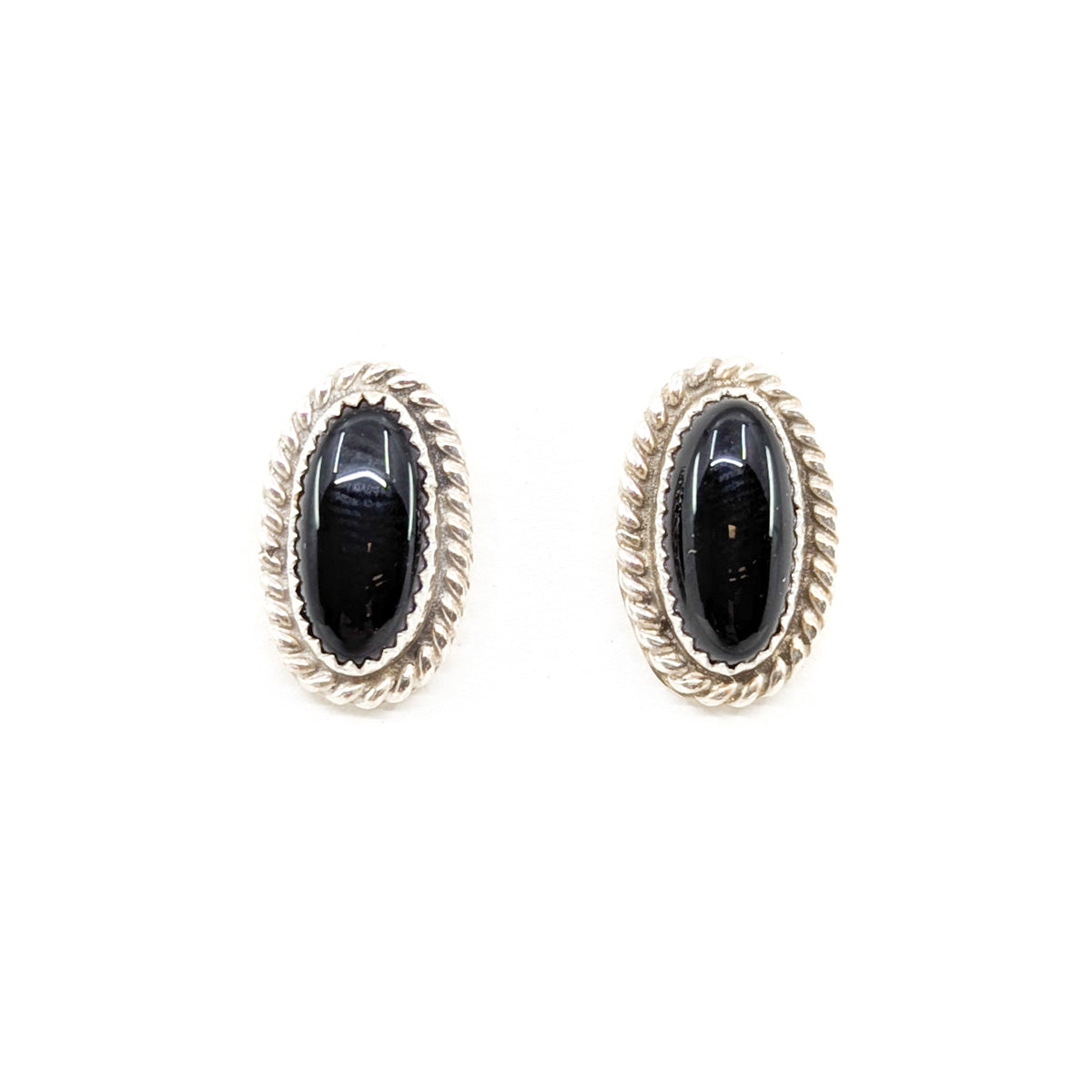 Oval Jet Earrings with Post - Navajo