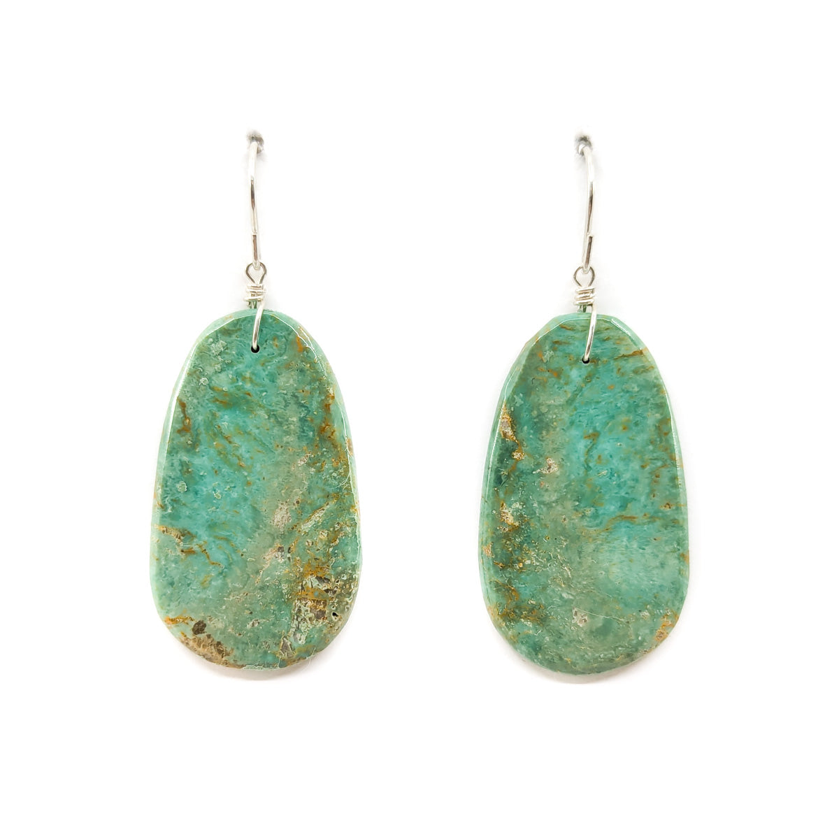 Green Slab Earrings with Subtle Matrix