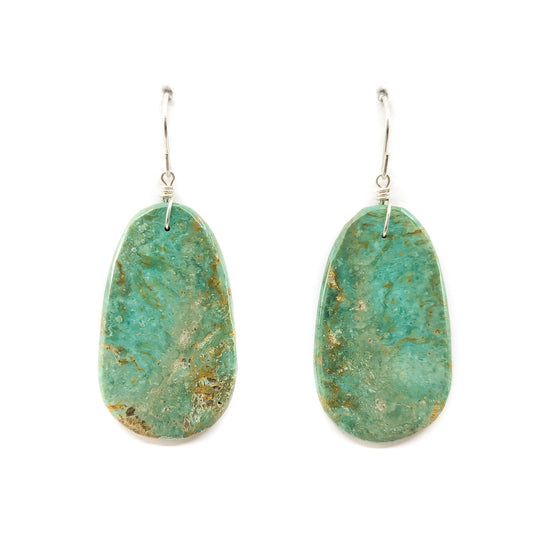 Green Slab Earrings with Subtle Matrix