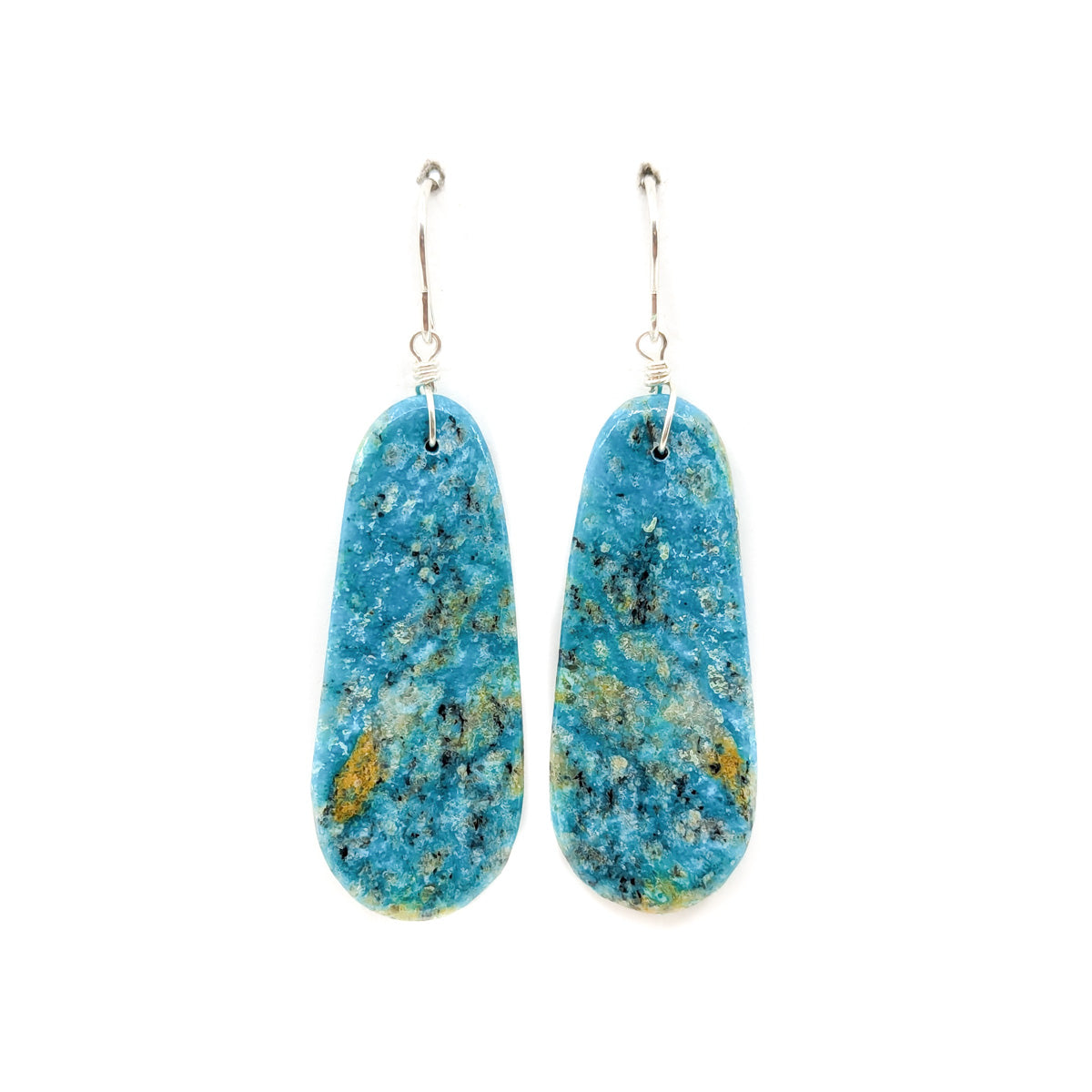 Long Slender Blue Kingman Turquoise Earrings