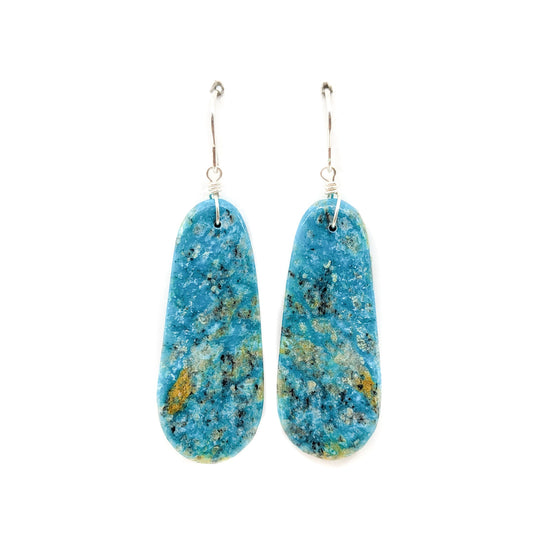 Long Slender Blue Kingman Turquoise Earrings
