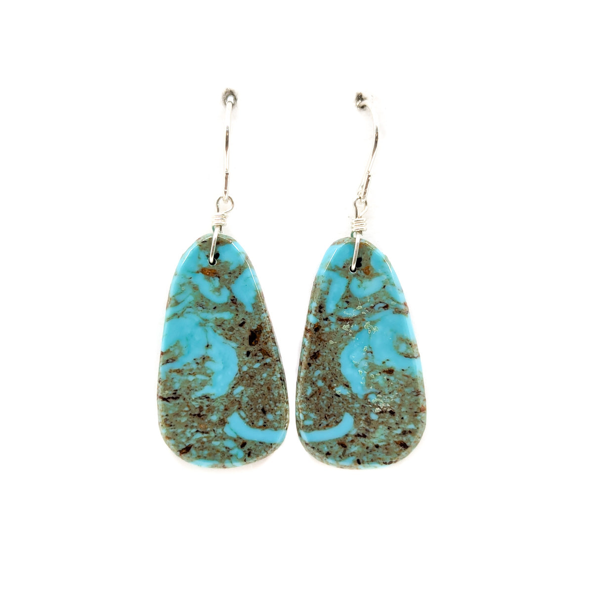 Green and Blue Tear Drop Slab Earring