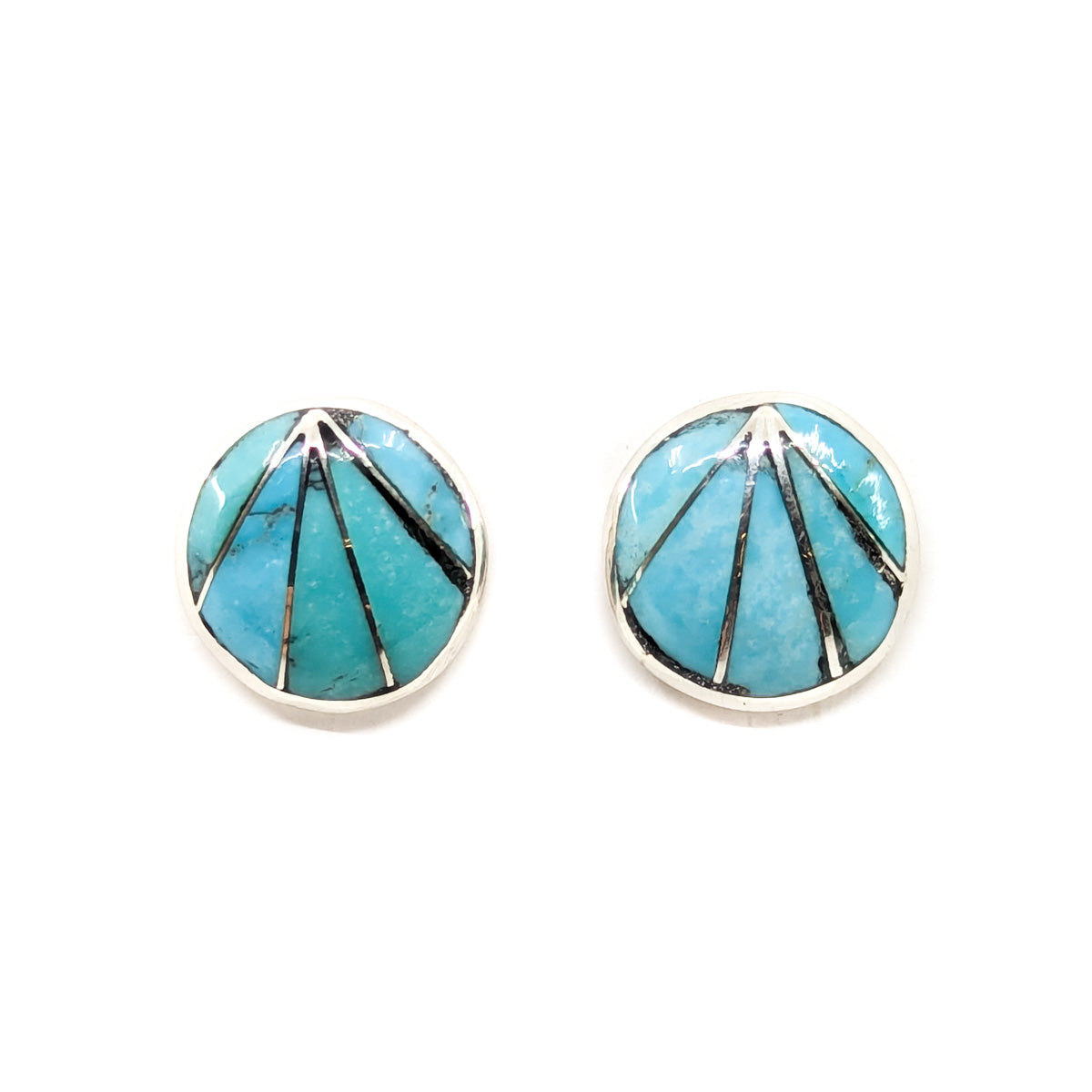 Turquoise Channel Inlay Fish Scale Pattern Posts