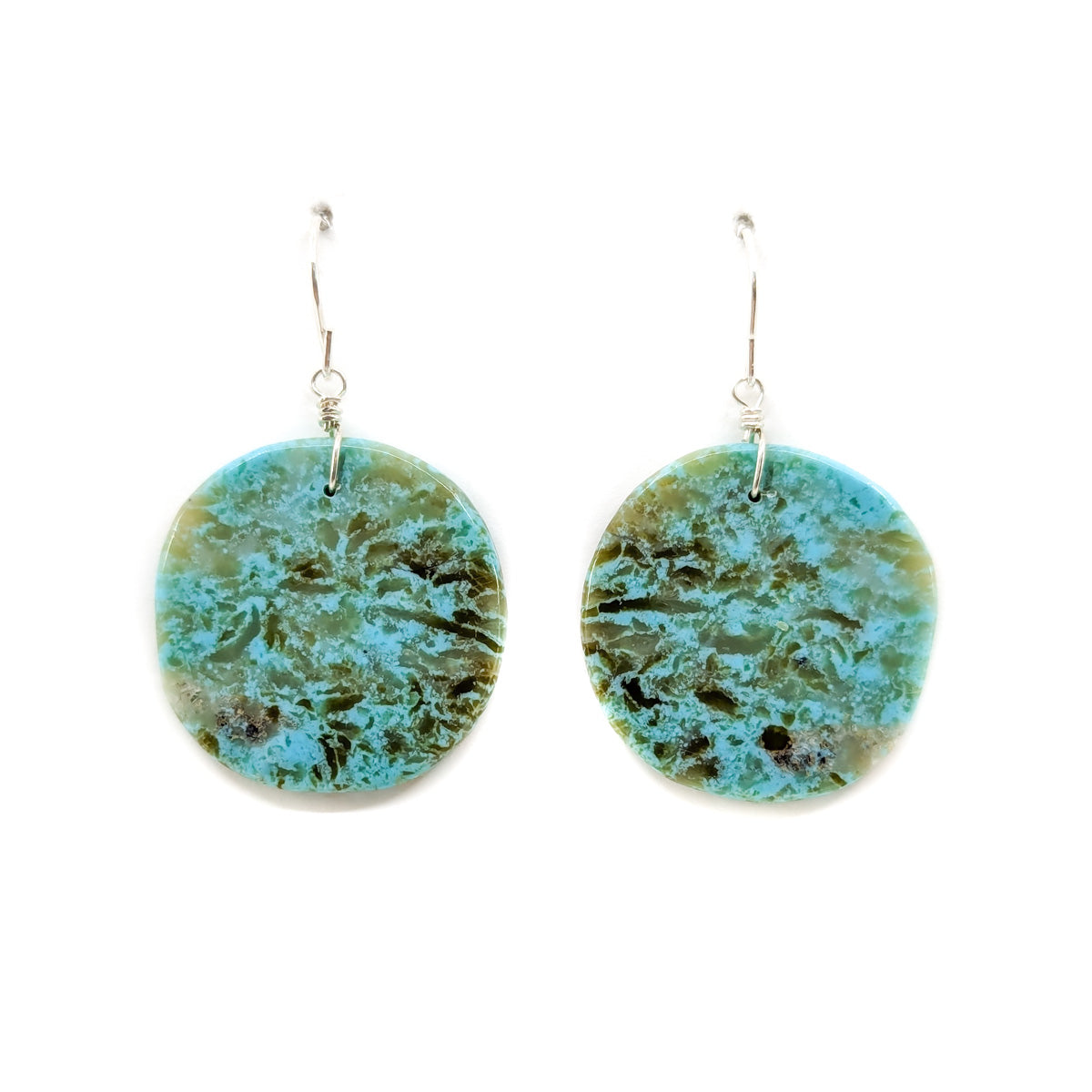Round Sea Foam Green Slab Earrings