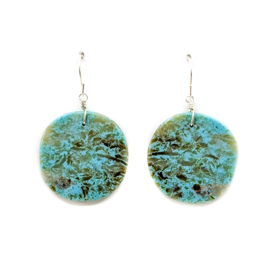 Round Sea Foam Green Slab Earrings