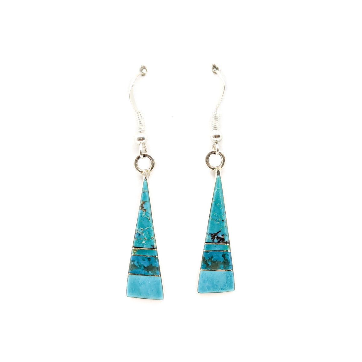 Triangle Turquoise Silver Channel Inlay Earring
