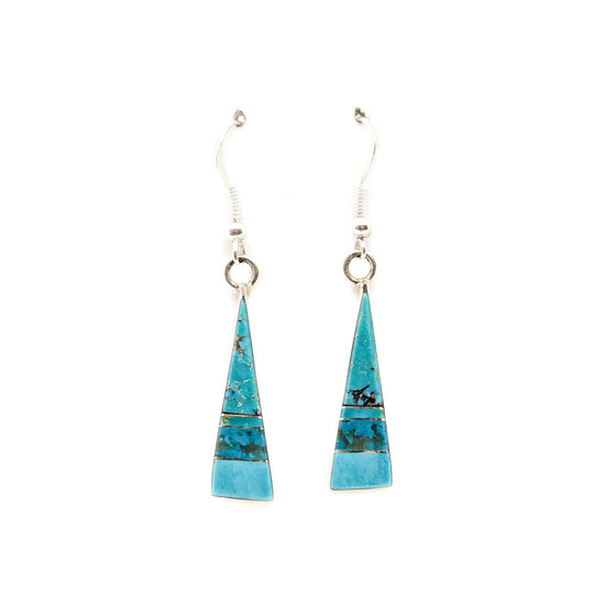 Triangle Turquoise Silver Channel Inlay Earring