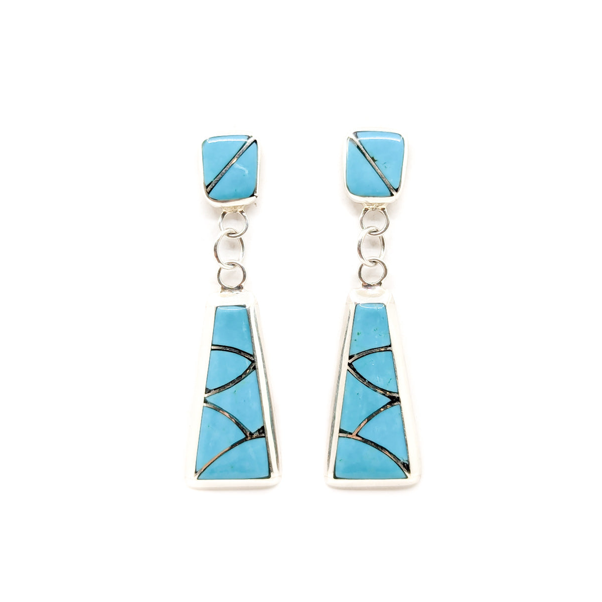 Channel Inlay Turquoise Dangle Earrings