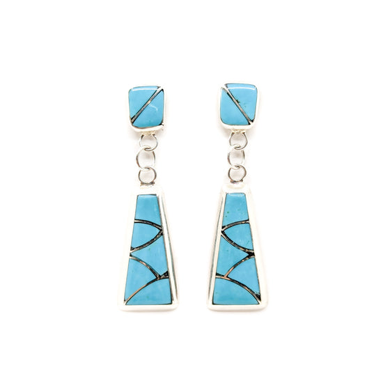 Channel Inlay Turquoise Dangle Earrings