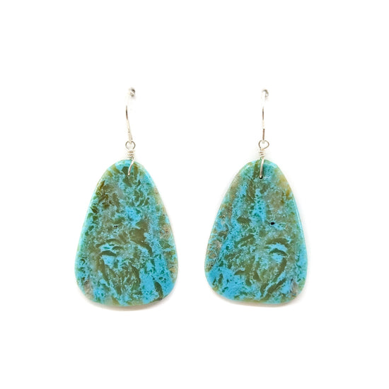 Turquoise Slab Earrings with Brown Green Matrix