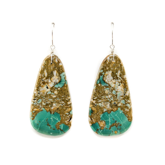 Large Brown and Green Slab Earrings