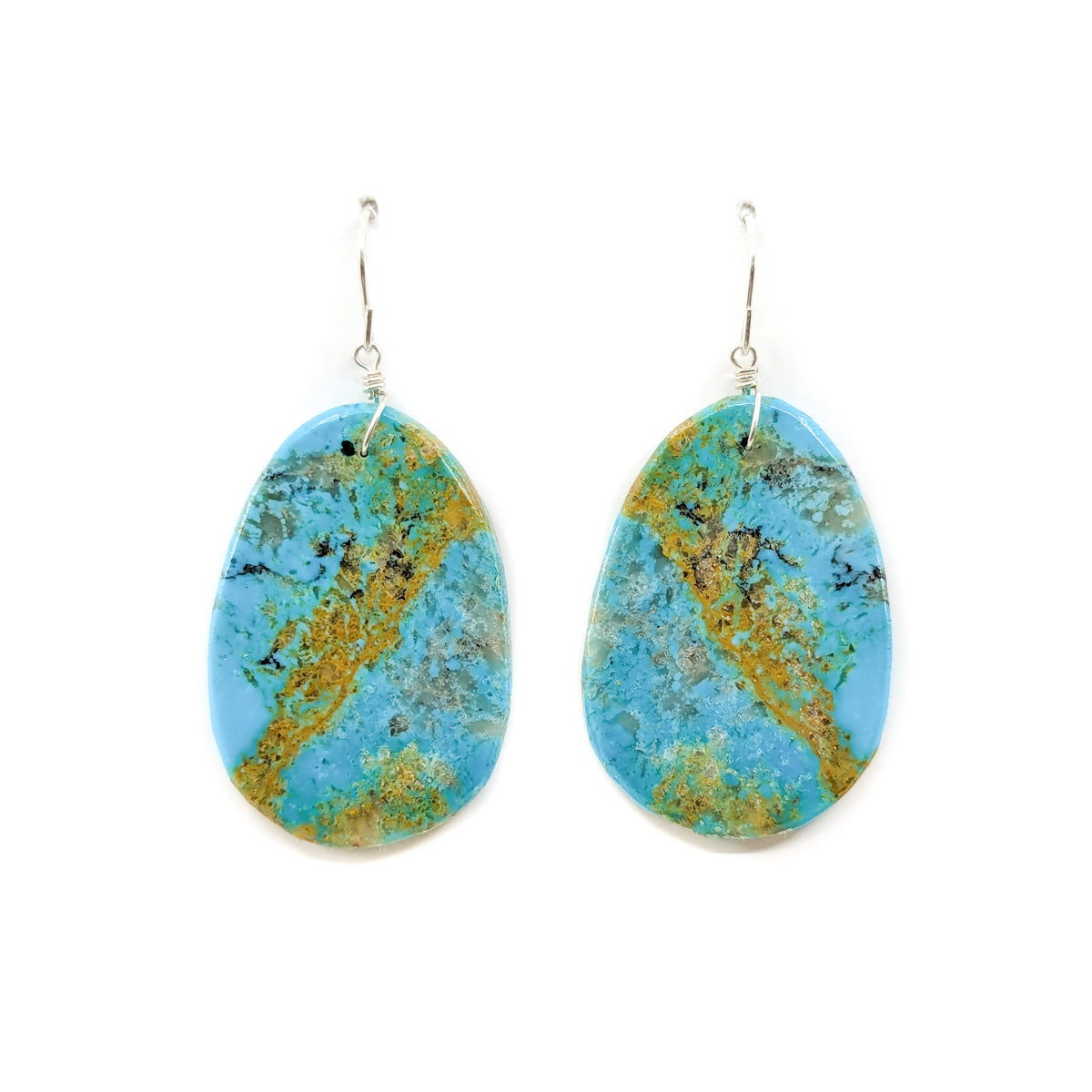 Large Oval Slab Earrings with Distinctive Matrix