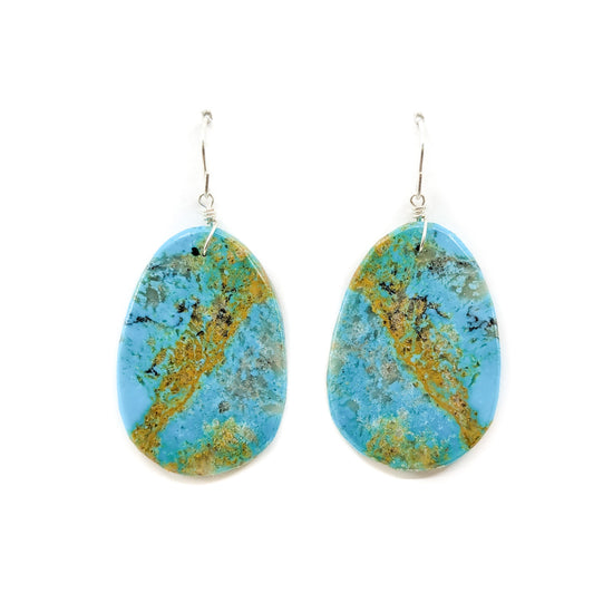 Large Oval Slab Earrings with Distinctive Matrix