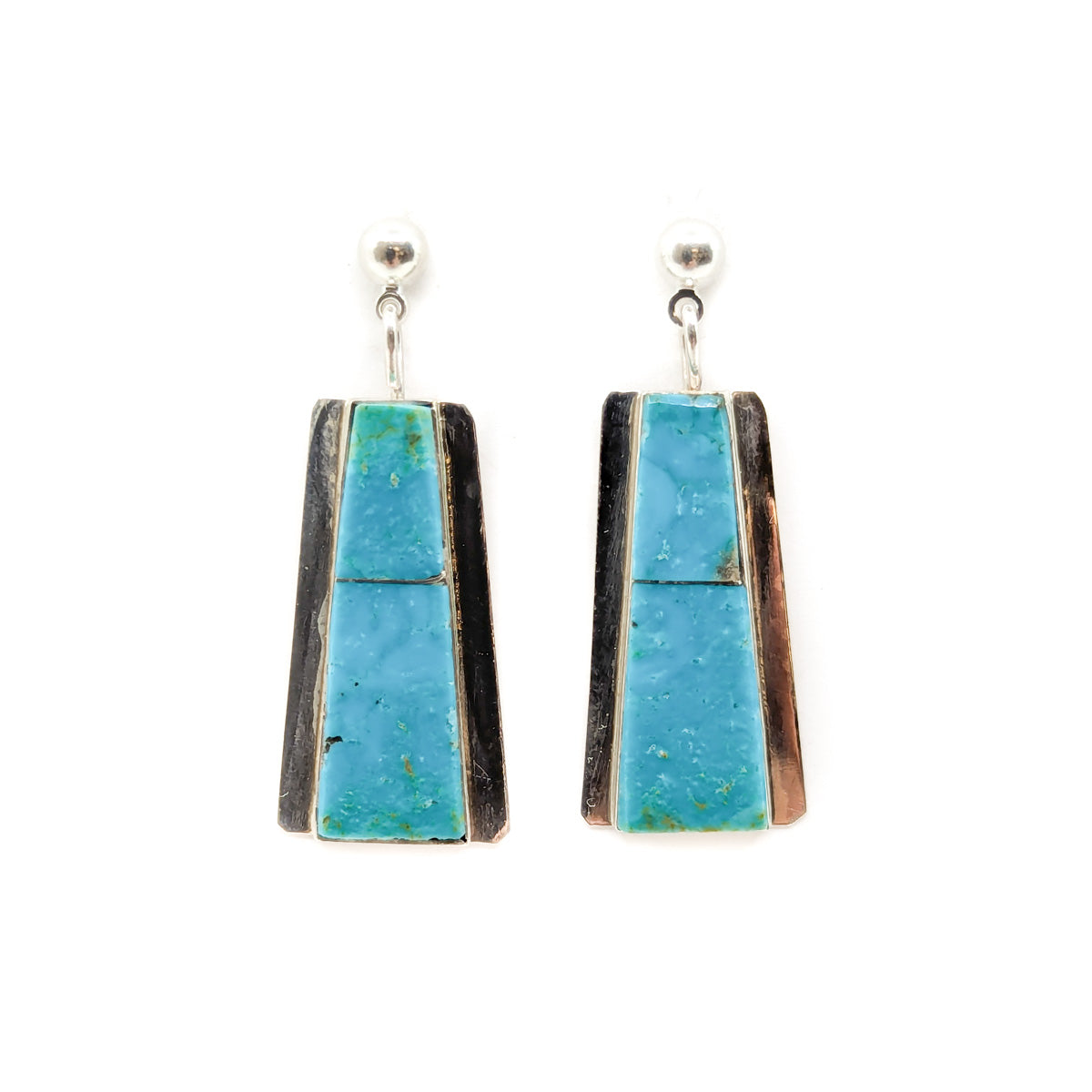Modern and Minimalist Turquoise and Silver Earrings