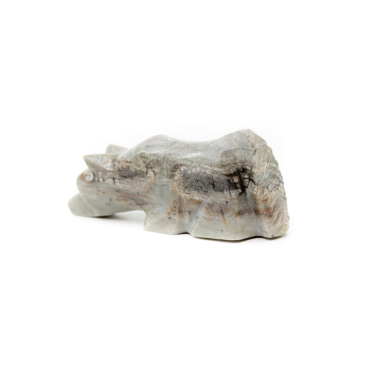 Grey Picasso Marble Fox with Silver Inlay Heartline
