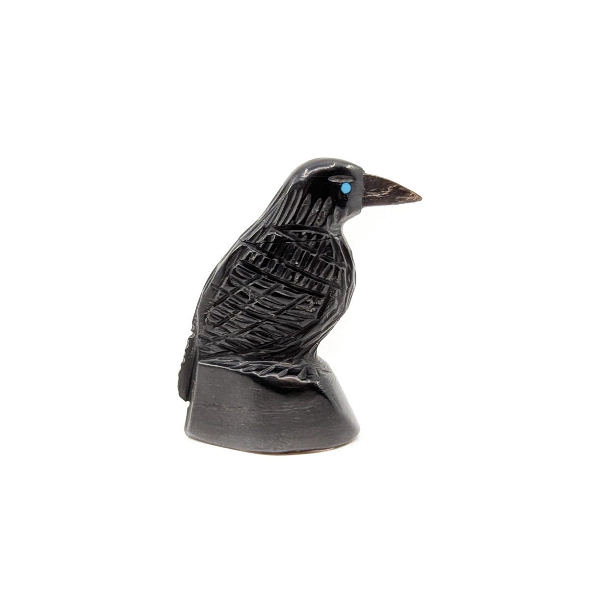 Miniature Black Raven with Zuni Sun Face