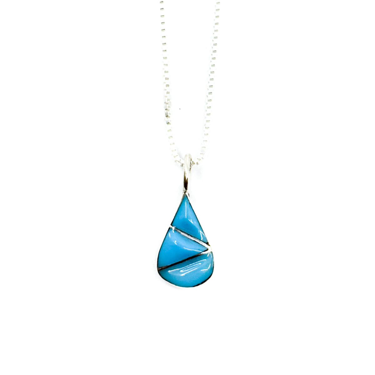 Channel Inlay Turquoise Teardrop Pendant