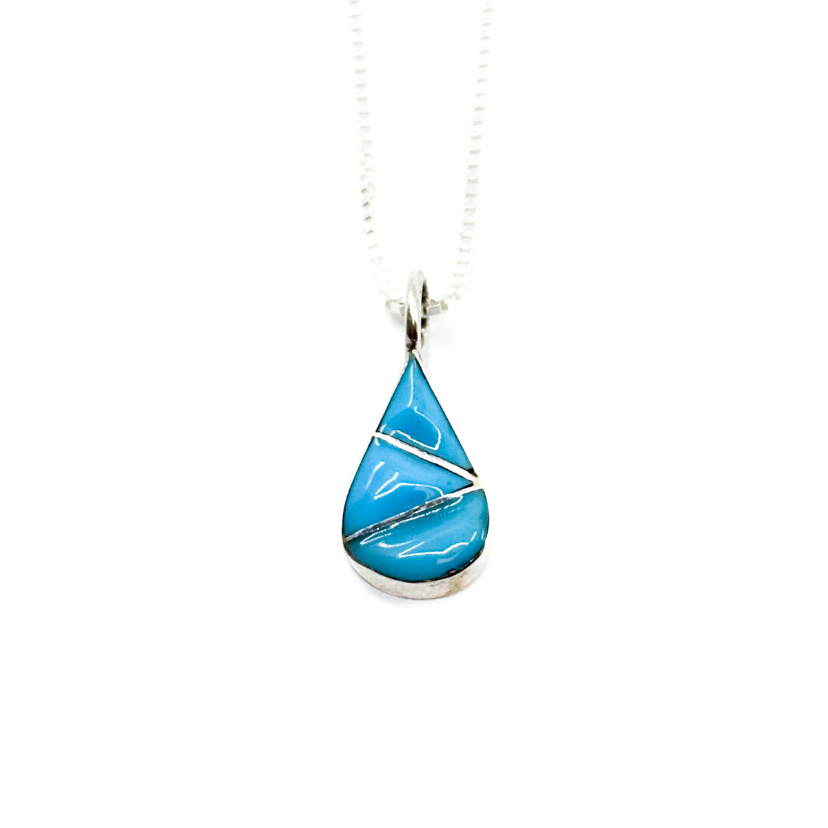 Channel Inlay Turquoise Teardrop Pendant