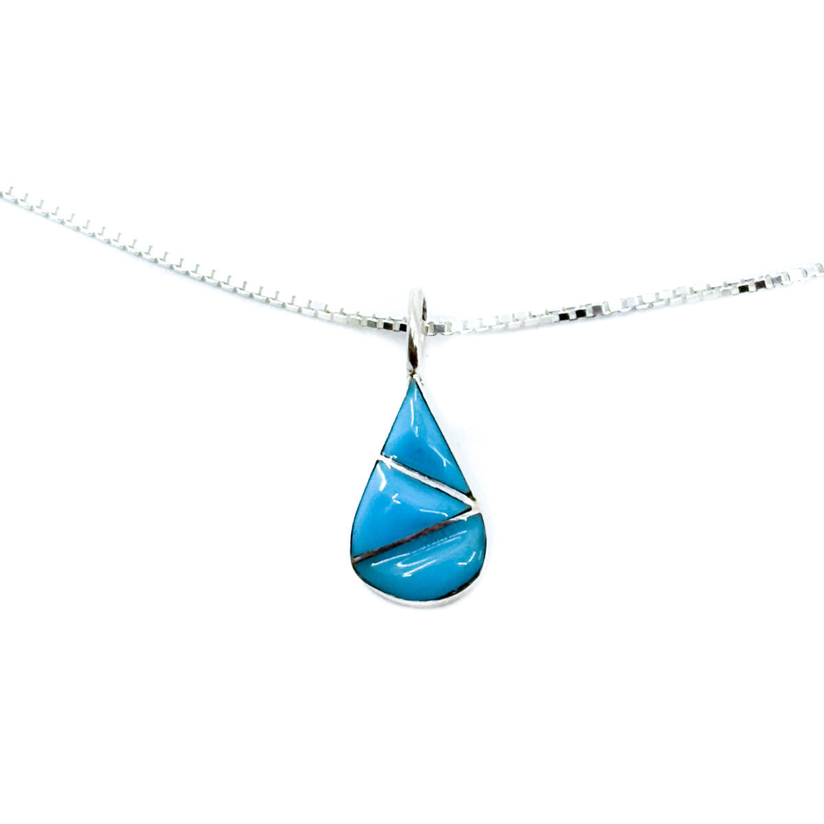 Channel Inlay Turquoise Teardrop Pendant