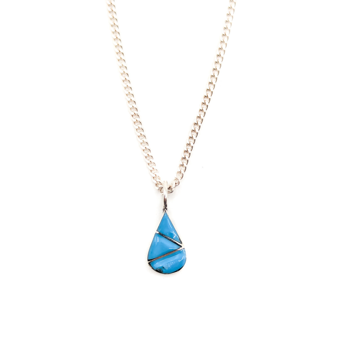 Channel Inlay Turquoise Teardrop Pendant