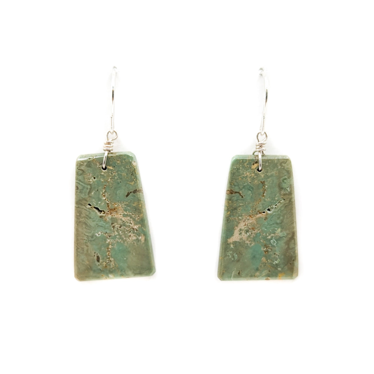 Light Green Rectangular Slab Earring