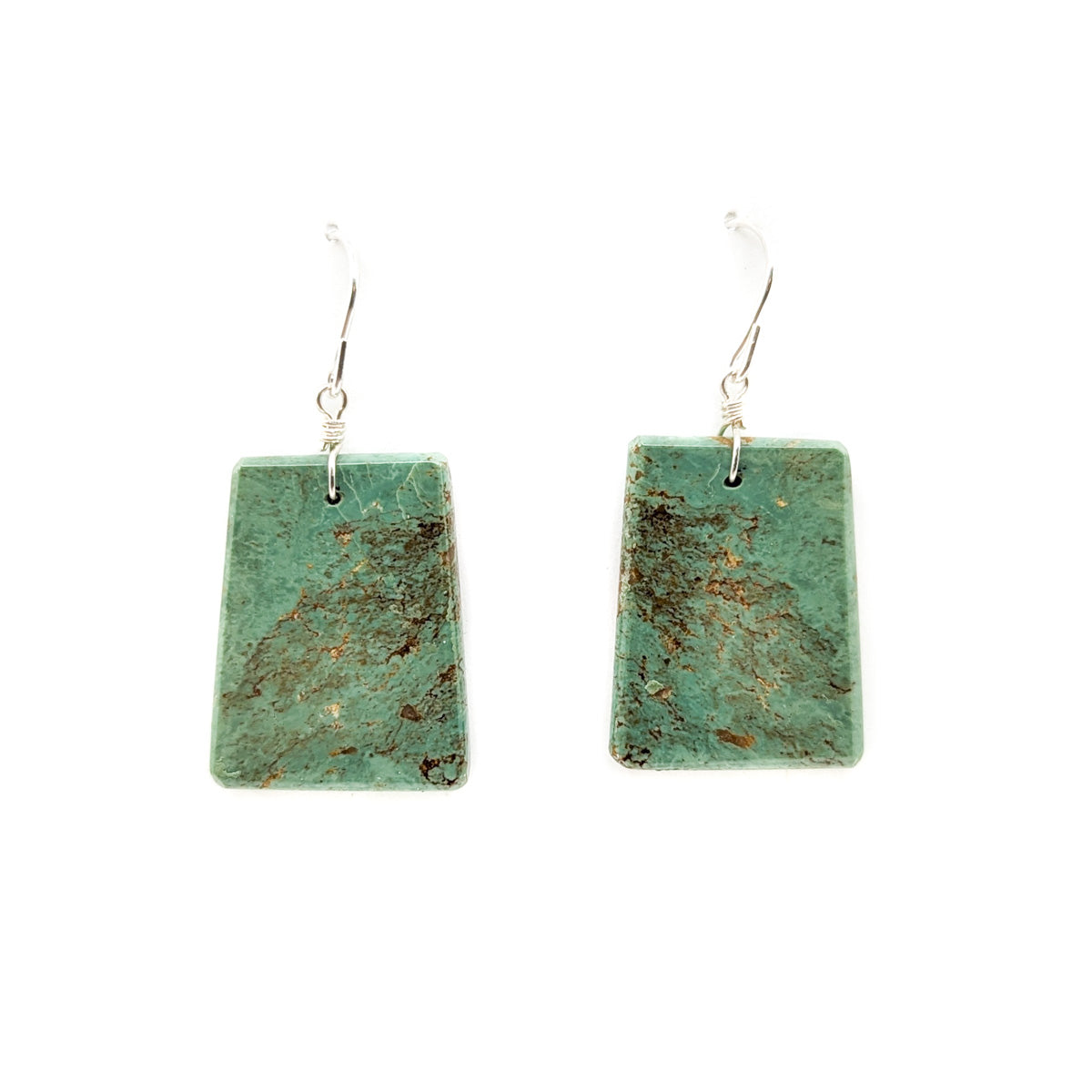Square Green Slab Earring